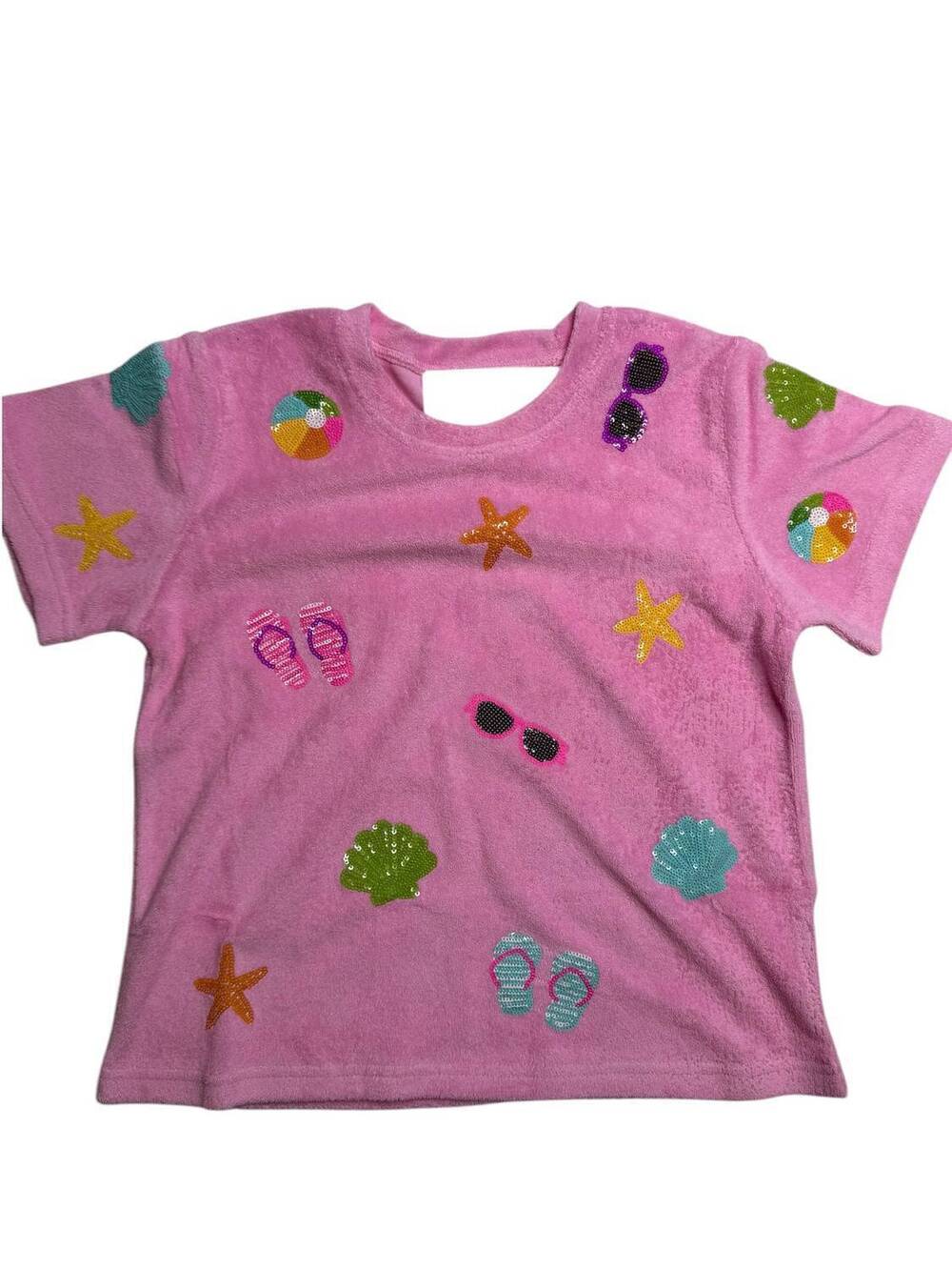 NEW BELLE CHER girl's beach top in pink